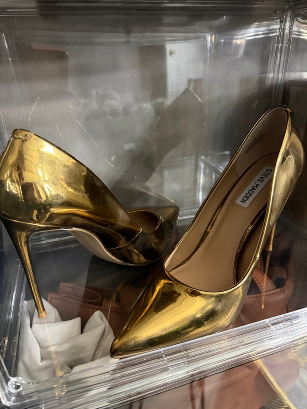 Steve Madden Metallic Gold Pointed-Toe Stiletto Heels